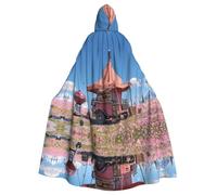 JZSTY Halloween Hooded Cloak for Cosplay and Theme Parties - Comfort Durable Exquisite Pink Camper Van Print Design