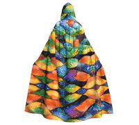 JZSTY Halloween Hooded Cloak for Cosplay and Theme Parties - Comfort Durable Exquisite Rainbow Fish Scale Print Design