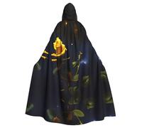 JZSTY Halloween Hooded Cloak for Cosplay and Theme Parties - Comfort Durable Exquisite Yellow Roses Starry Night Print Design