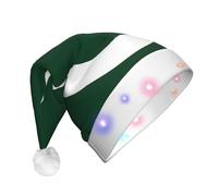 JZSTY LED Plush Santa Hat with Exquisite Flag of Pakistan print Soft Warmth Blinking Festival Party Decoration