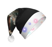 JZSTY LED Plush Santa Hat with Exquisite Light Realm print Soft Warmth Blinking Festival Party Decoration