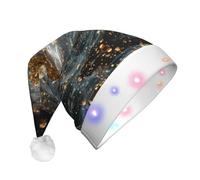 JZSTY LED Plush Santa Hat with Exquisite Stellar Ember print Soft Warmth Blinking Festival Party Decoration