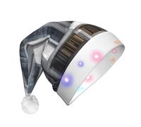 JZSTY LED Plush Santa Hat with Exquisite White High-rise Buildings print Soft Warmth Blinking Festival Party Decoration