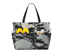 JZSTY Pine tree under the moon Large Capacity Beach Bag with Zipper for Spring Summer Outdoor Use Easy to Clean and Durable