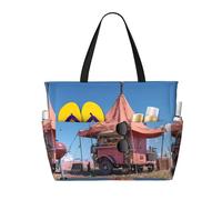 JZSTY Pink Camper Van Large Capacity Beach Bag with Zipper for Spring Summer Outdoor Use Easy to Clean and Durable