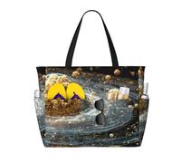 JZSTY Stellar Ember Large Capacity Beach Bag with Zipper for Spring Summer Outdoor Use Easy to Clean and Durable