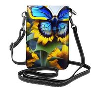 JZSTY Versatile Cell Phone Purse Crossbody Stylish Unique Sunflower Blue Butterfly Prints for Travel and Daily Use