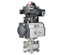 JZVNHSYNB 1" Three Piece High Platform Pneumatic Ball Valve Stainless Steel 304 Double Acting Cylinder With Signal Switch