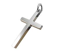 JZWCHQ 1.8 x 1.1 inch Solid Sterling Silver Cross Pendant Necklace for Men Women 20 Inch Chain