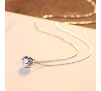 JZWCHQ 1 Carat Clear Cubic Zirconia Round Pendant with Box Chain Women Necklace Jewelry
