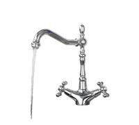 JZWCHQ 1 Pcs Kitchen Sink Faucet Polished Chrome Double Cross Handle Faucet 360° Swivel Spout Kitchen Faucet Hot and Cold Faucet(Gold)