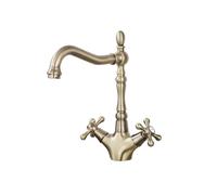 JZWCHQ 1 Pcs Kitchen Sink Faucet Polished Chrome Double Cross Handle Faucet 360° Swivel Spout Kitchen Faucet Hot and Cold Faucet(Gold)