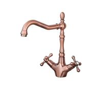 JZWCHQ 1 Pcs Kitchen Sink Faucet Polished Chrome Double Cross Handle Faucet 360° Swivel Spout Kitchen Faucet Hot and Cold Faucet(Gold)