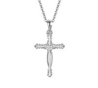 JZWCHQ 14K Gold Cross Necklace with Moissanite Accent, Christian Crucifix Pendant, Timeless Jewelry for Women