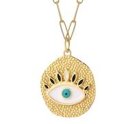 JZWCHQ 14K Gold Filled Evil Eye Necklace for Men and Women, Heart Necklace with Evil Blue Eye and Sun, Cute Collar with Dog Pendant, Long, Lucky Eye, Colorful Necklace with