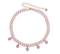 JZWCHQ 14K Gold Over 925 Silver Charming Heart-Shaped Pink Moissanite Pendant, Sophisticated Women's Hip-Hop Tennis Necklace for the Modern Romantic