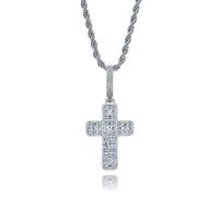 JZWCHQ 14K Gold Over S925 Cross Design Pendant, Densely Set Moissanite Necklace, A Timeless Symbol with Modern Elegance for Every Occasion,Father's Day Gift