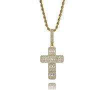 JZWCHQ 14K Gold Over S925 Cross Design Pendant, Densely Set Moissanite Necklace, A Timeless Symbol with Modern Elegance for Every Occasion,Father's Day Gift