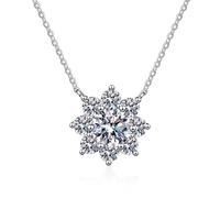 JZWCHQ 1ct moissanite Pendant for Women Wedding Sparkling Sunflower Necklace s925 Sterling Silver Plated White Gold