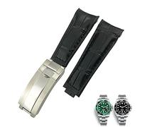 JZWCHQ 20mm Curved End Watchbands Leather Strap Fit for 116610 Submariner Oyster GMT Daytona Slide Lock Buckle Cowhide Bracelets