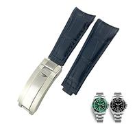 JZWCHQ 20mm Curved End Watchbands Leather Strap Fit for 116610 Submariner Oyster GMT Daytona Slide Lock Buckle Cowhide Bracelets
