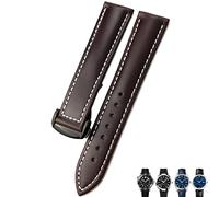 JZWCHQ 21mm 20mm 22mm Cow Leather Watch Strap for Omega Seamaster 300 Speedmaster Watch Bands (Color : Black Black, Size : 21mm)