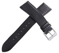JZWCHQ 22mm Black Leather Silver Stainless Steel Buckle Watch Band Strap