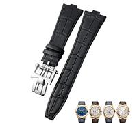 JZWCHQ 25-9mm Genuine Leather Convex Interface Watch Strap For Vacheron Constantin Overseas Black Blue Brown Bamboo Grain Watch Bands