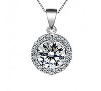 JZWCHQ 2ct lab diamond round pendant necklace choker necklace women 925 jewelry with box chain