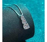 JZWCHQ 3 Stones Solid Pendant Necklace With 1.8 Carat Moissanite 925 Silver Neck Chain For Women Jewelry Gift