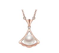 JZWCHQ 7-8mm White Natural Freshwater Pearl Pendants 925 Sterling Silver Plate Zirconia Necklaces Chain Choker