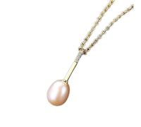 JZWCHQ 7-8mm White/Pink/Purple Natural Pearl 925 Sterling Silver Pendant Necklace Wedding Jewelry For Women Lady Gifts