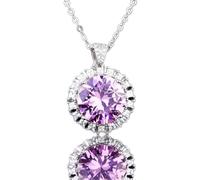 JZWCHQ 8 Colors Round Gemstones Solid Silver Necklace With Chain For Women Lady Anniversary Jewelry