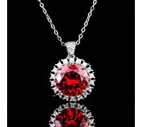 JZWCHQ 8 Colors Round Gemstones Solid Silver Necklace With Chain For Women Lady Anniversary Jewelry