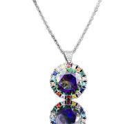 JZWCHQ 8 Colors Round Gemstones Solid Silver Necklace With Chain For Women Lady Anniversary Jewelry