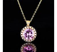 JZWCHQ 8 Colors Round Gemstones Solid Silver Necklace With Chain For Women Lady Anniversary Jewelry