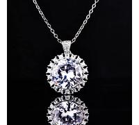 JZWCHQ 8 Colors Round Gemstones Solid Silver Necklace With Chain For Women Lady Anniversary Jewelry