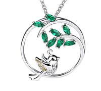 JZWCHQ 925 Bird & Tree Pendant Necklaces with Green Zircon Jewelry Making for Women Gift Watch Strap