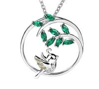 JZWCHQ 925 Bird & Tree Pendant Necklaces with Green Zircon Jewelry Making for Women Gift Watch Strap