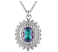 JZWCHQ 925 jewelry coloured gemstones necklace for women aquamarine sapphire ruby emerald topaz sunflower