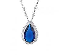 JZWCHQ 925 Silver 15 * 25mm Sapphire Necklace for Women Diamond Gemstone Wedding Jewelry Gift