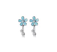 JZWCHQ 925 Silver Blue Five Petal Flower Stud Earrings Cute Sweet Earrings Christmas Party Banquet Earrings High-end earrings