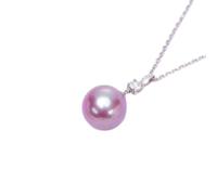 JZWCHQ 925 Silver Jewelry Necklace Round Pearl Zircon Gemstone Pendant for Women Wedding Engagement Accessories