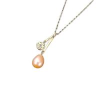 JZWCHQ 925 Silver Pendant Necklace for Women Natural Pearl Flower Shape Jewelry Christmas Birthday Gift