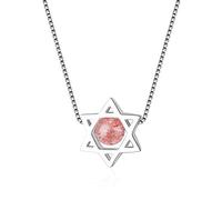 JZWCHQ 925 Silver Strawberry Crystal Hexagram Necklace Women Men