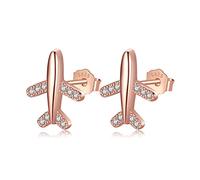 JZWCHQ 925 Solid Real Sterling Sweet Plane Stud Earrings Gift For Women Lady Jewelry