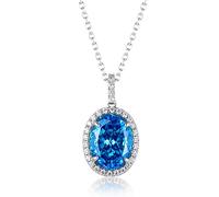 JZWCHQ 925 Solid Silver 10 * 13mm Topaz Aquamarine Pendant Necklaces for Women Wedding Jewelry Gifts
