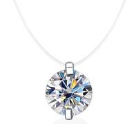 JZWCHQ 925 Sterling Silver 1ct Moissanite Pendant Necklace Fishing Line D VVS1 Diamond with for Women Sparkling Jewelry