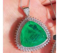 JZWCHQ 925 sterling silver 23 * 23mm Emerald Pink Quartz Gemstone Pendant Necklace Jewelry for Women