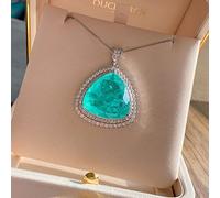 JZWCHQ 925 sterling silver 23 * 23mm Emerald Pink Quartz Gemstone Pendant Necklace Jewelry for Women